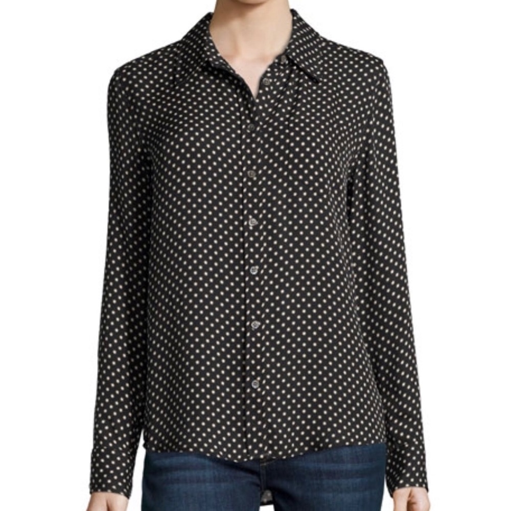 NWOT Equipment Star Print Silk Blouse Black/Tan